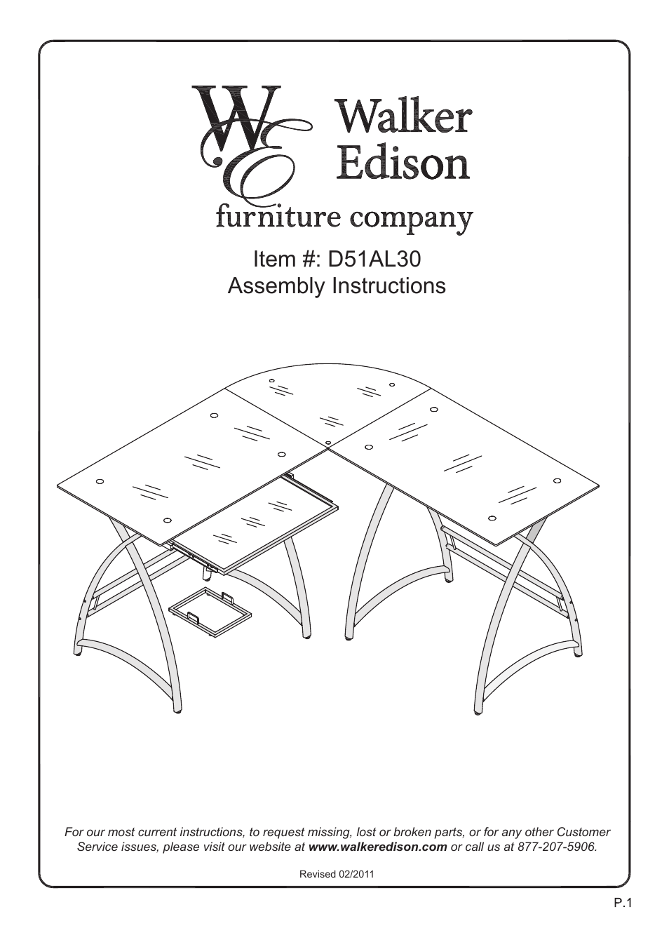 Walker Edison Furniture D51AL30 Alexa L-Shaped Desk User Manual | 10 pages