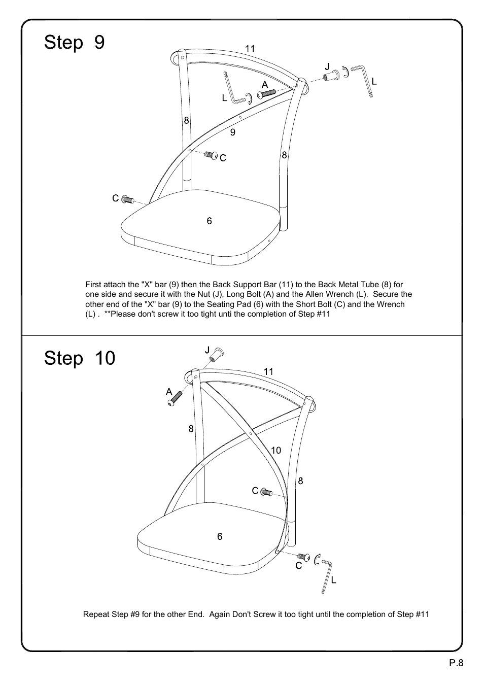 Walker Edison Furniture CWMB2MDX Urban Reclamation Swivel Barstools User Manual | Page 8 / 10