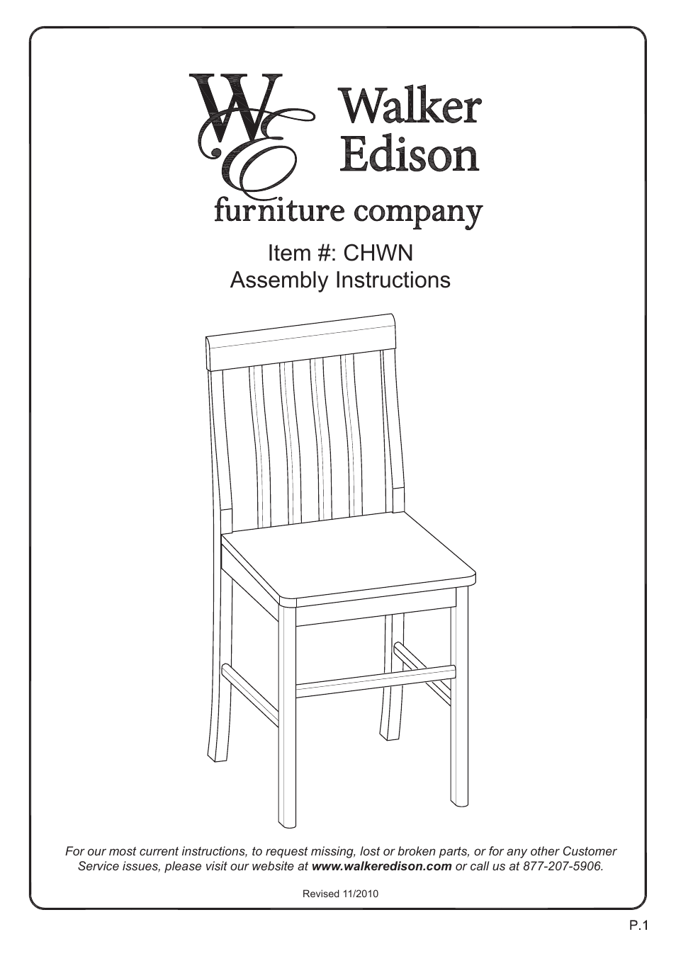 Item #: chwn assembly instructions | Walker Edison Furniture TW48S Abigail 5-pc Dining Set User Manual | Page 12 / 17