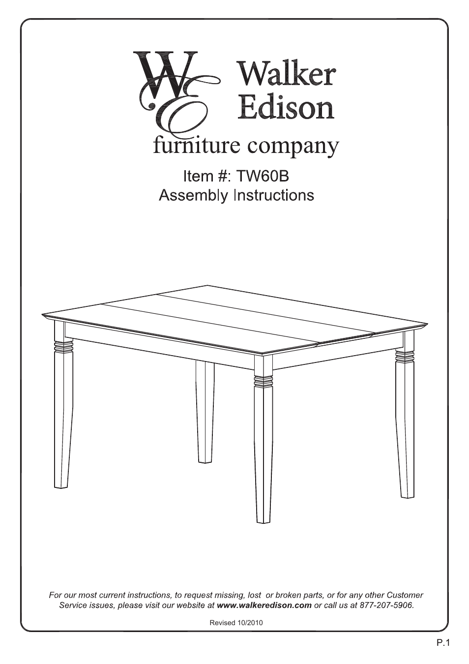 Walker Edison Furniture TW60B Urban Reclamation 7-pc Dining Set User Manual | 16 pages