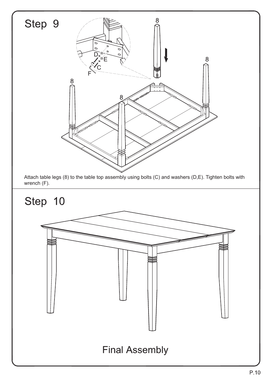 Walker Edison Furniture TW60B Urban Reclamation 7-pc Dining Set User Manual | Page 10 / 16