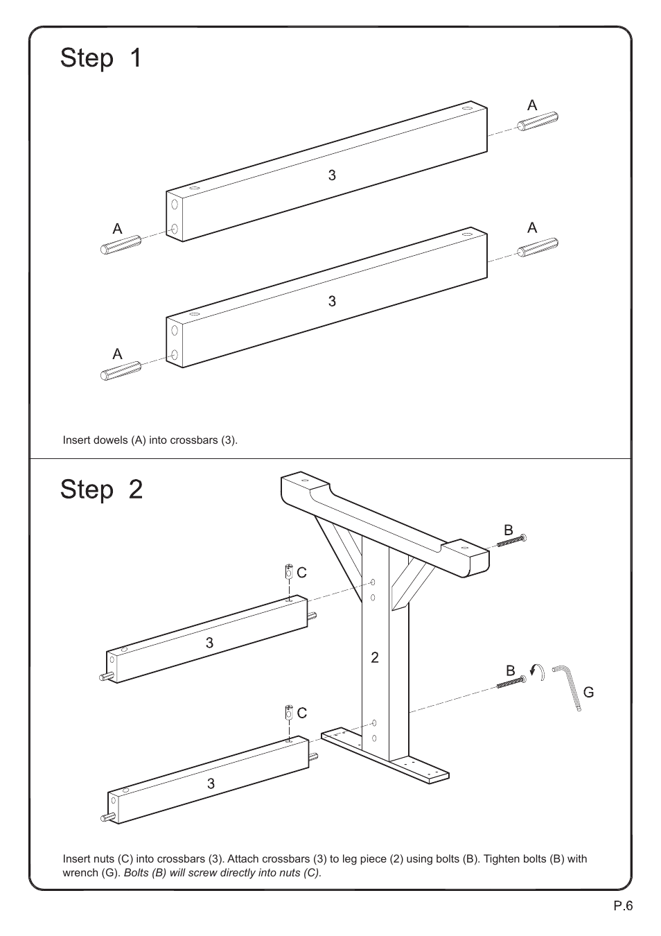Walker Edison Furniture TW60W table User Manual | Page 6 / 10