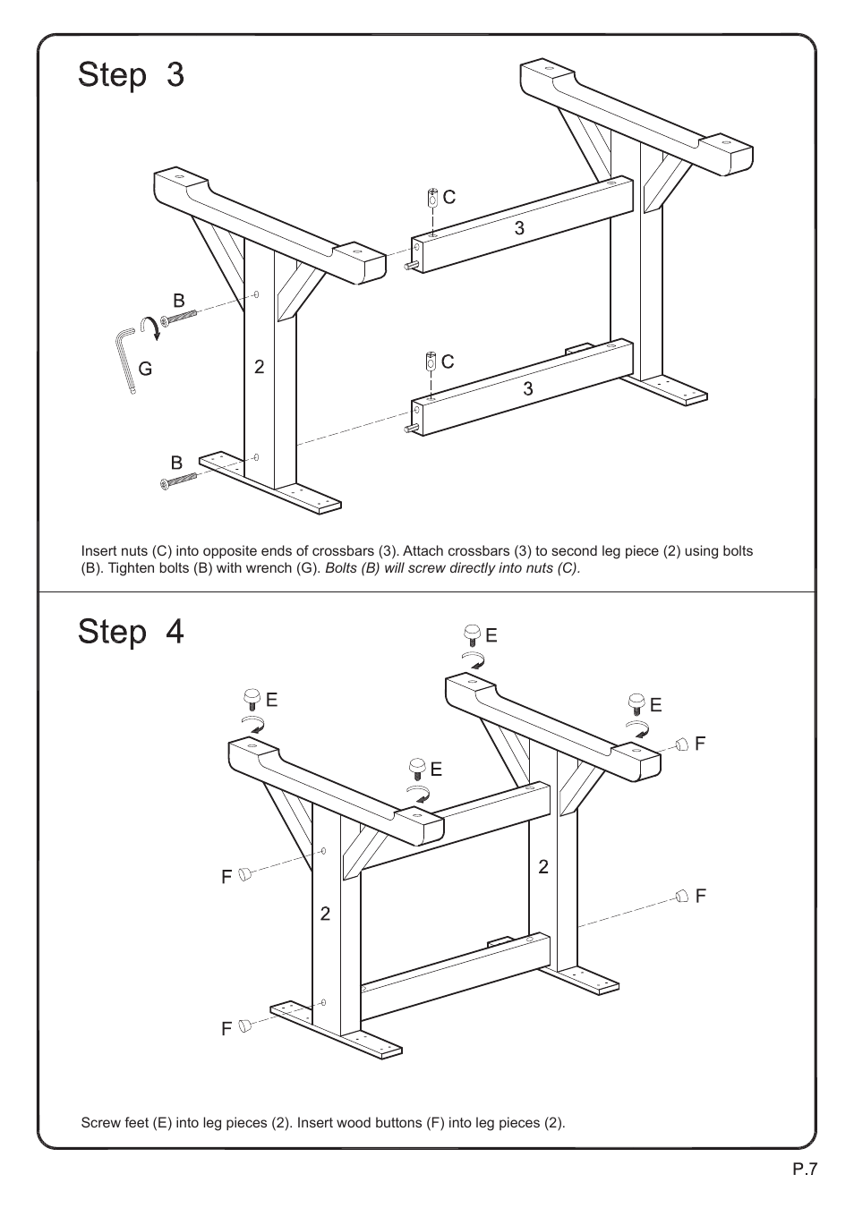 Walker Edison Furniture TW60W table User Manual | Page 7 / 10