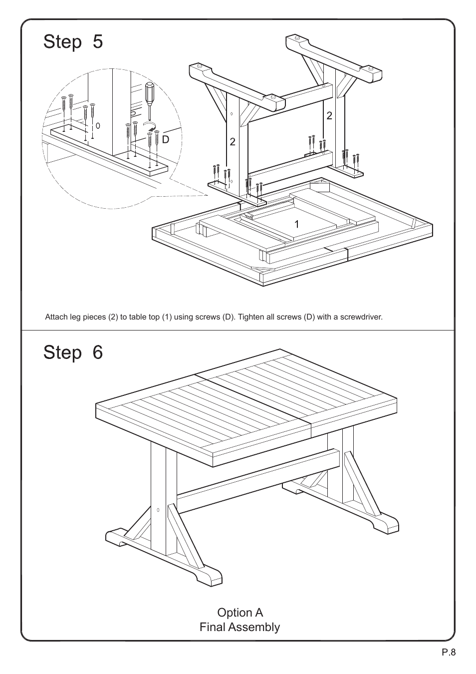 Walker Edison Furniture TW60W table User Manual | Page 8 / 10