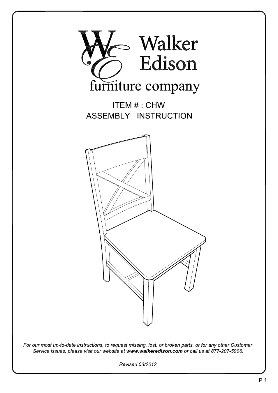 Walker Edison Furniture CHW chair User Manual | 7 pages