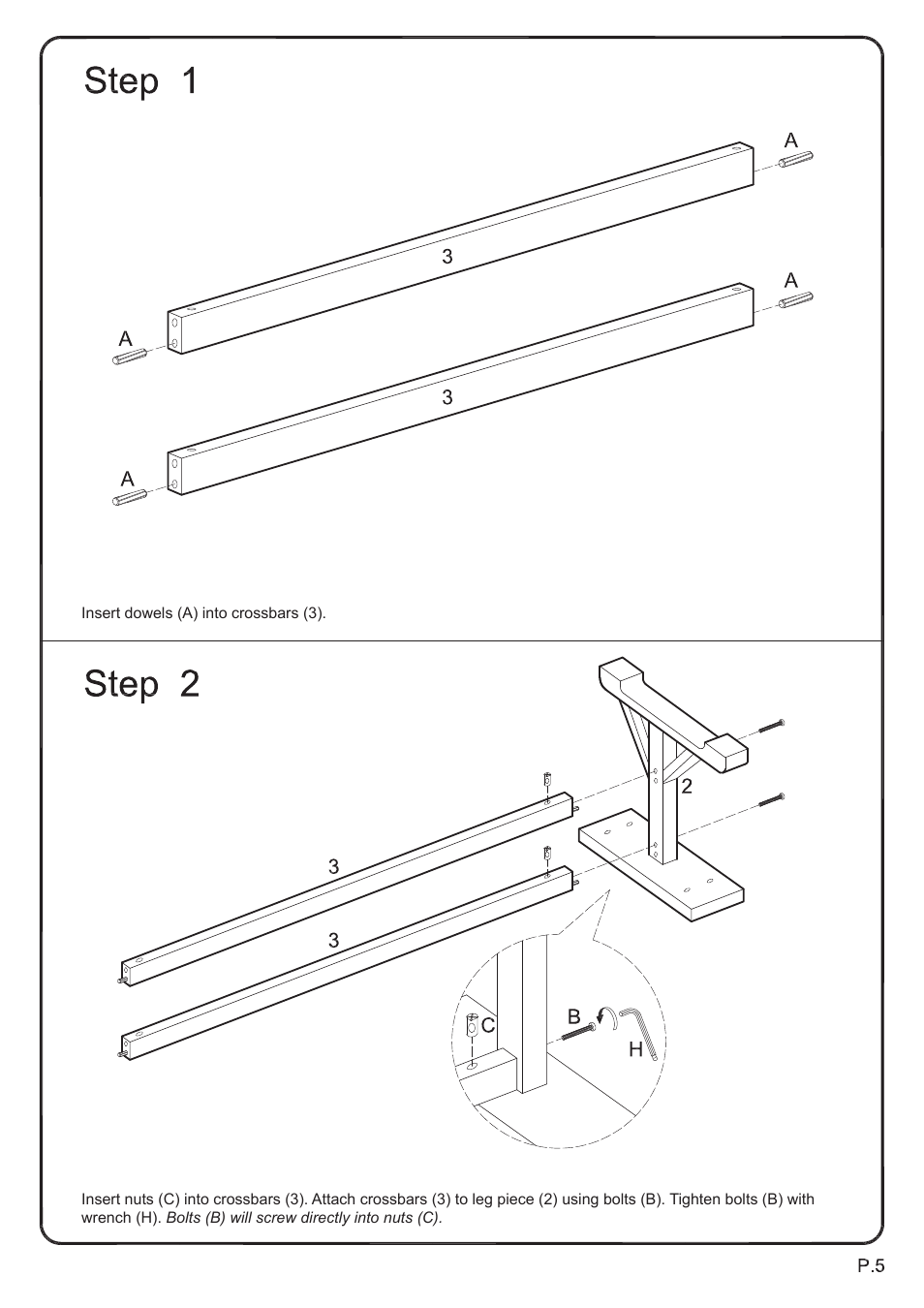 Walker Edison Furniture DBW1 bench User Manual | Page 5 / 7