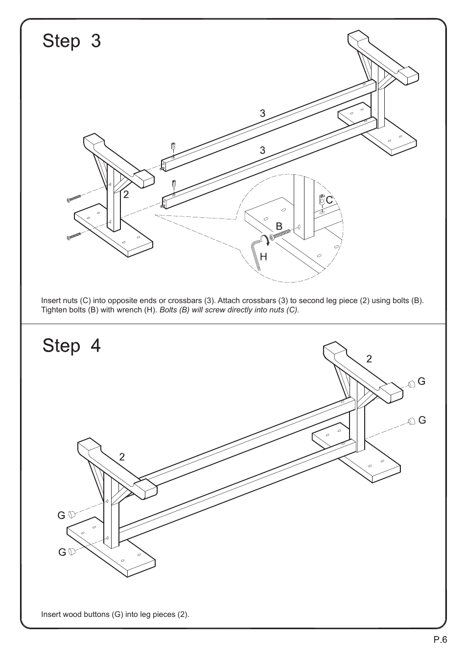Walker Edison Furniture DBW1 bench User Manual | Page 6 / 7