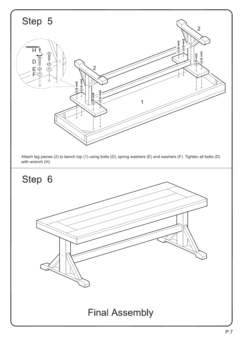 Walker Edison Furniture DBW1 bench User Manual | Page 7 / 7