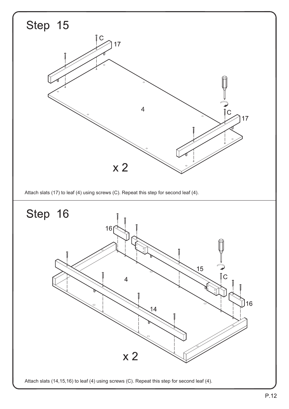 Walker Edison Furniture TW60H table User Manual | Page 12 / 14