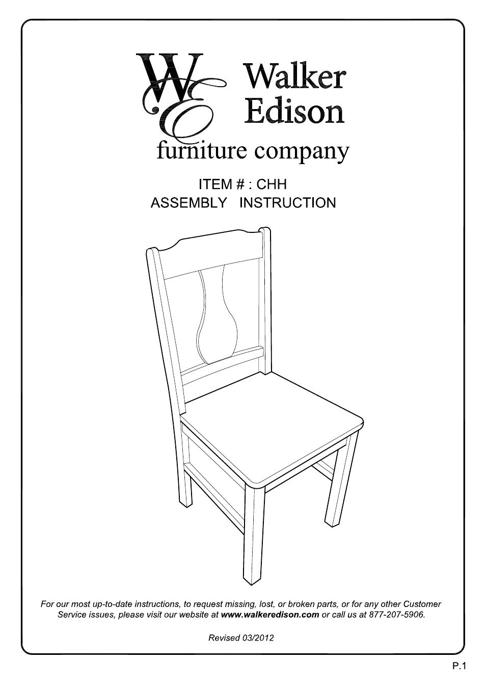 Walker Edison Furniture CHH chair User Manual | 7 pages