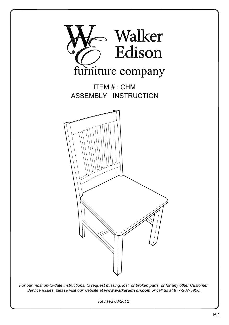 Walker Edison Furniture CHM chair User Manual | 7 pages