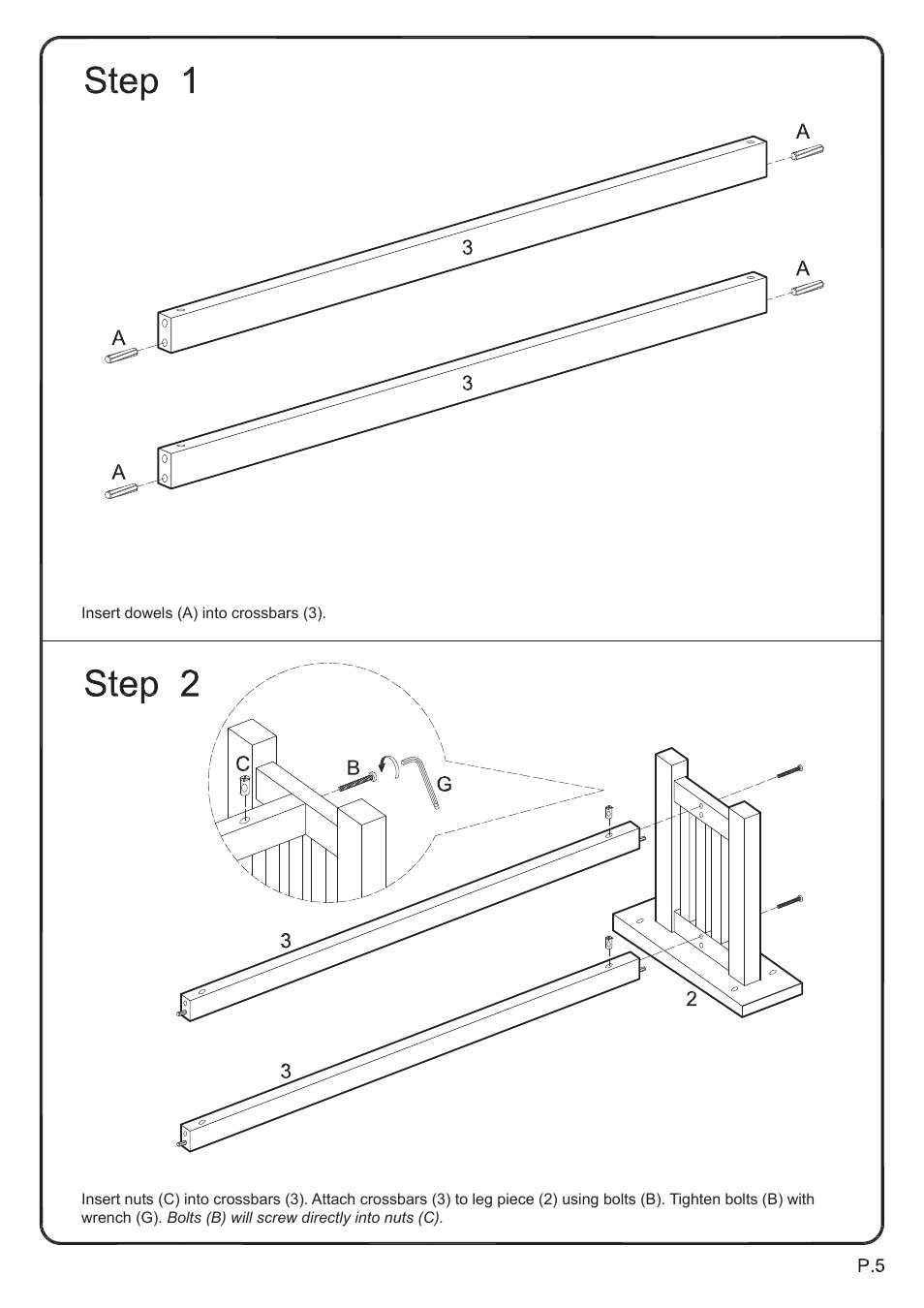 Walker Edison Furniture DBM1 bench User Manual | Page 5 / 7