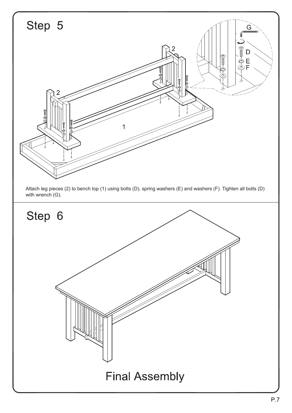 Walker Edison Furniture DBM1 bench User Manual | Page 7 / 7