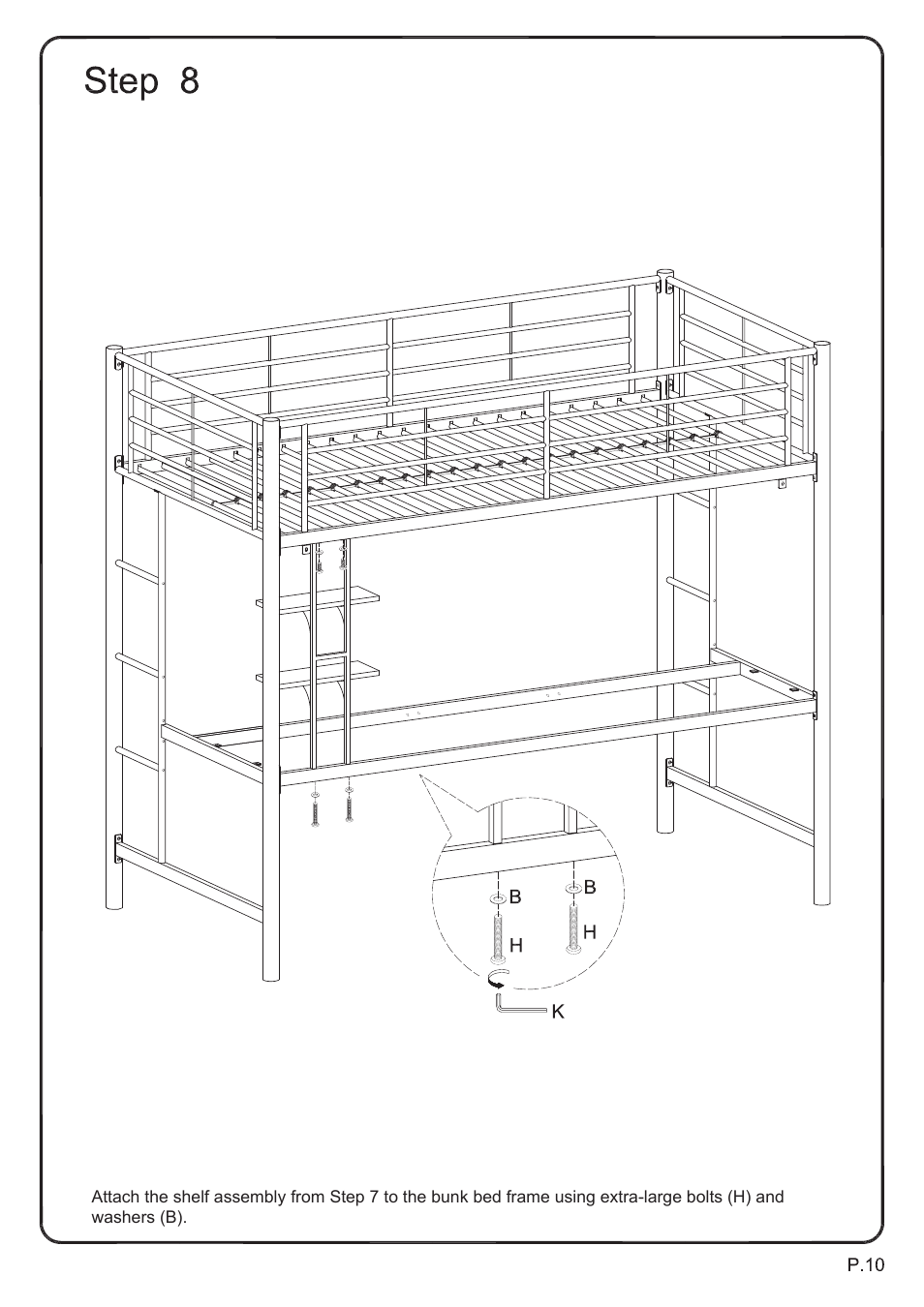 Walker Edison Furniture BTOZ Sunrise Twin/Workstation Metal Bunk Bed User Manual | Page 10 / 14