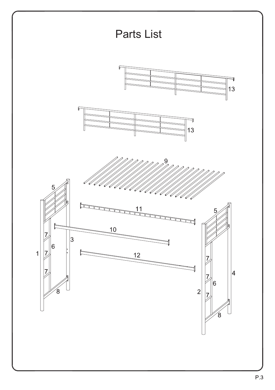 Walker Edison Furniture BTOL Sunrise Twin/Loft Metal Bunk Bed User Manual | Page 3 / 15