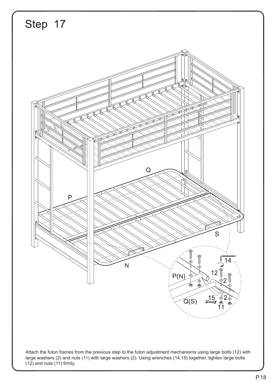 Walker Edison Furniture BTOF Sunrise Twin/Futon Metal Bunk Bed User Manual | Page 18 / 20