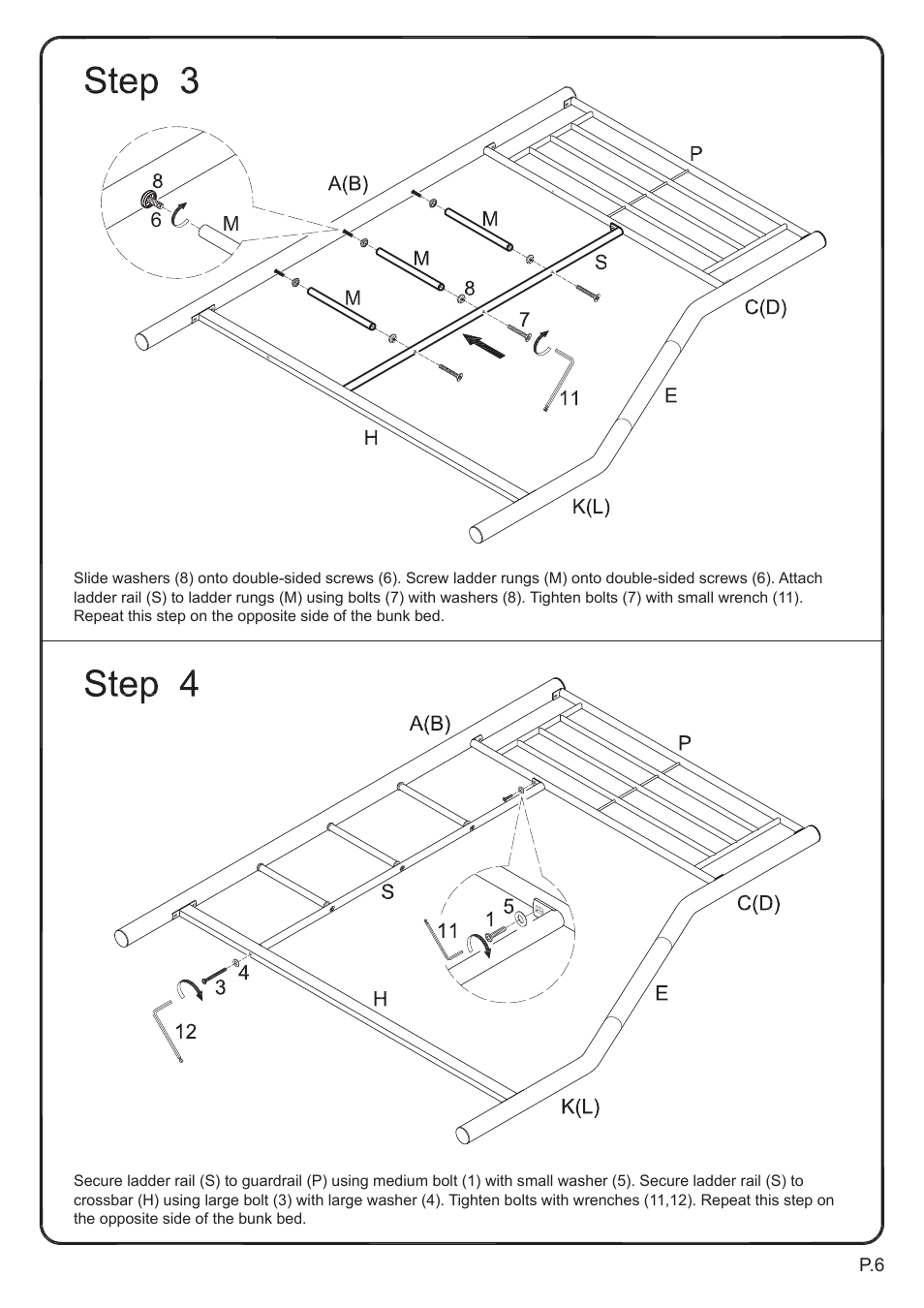 Walker Edison Furniture BTOD Sunrise Twin/Full Metal Bunk Bed User Manual | Page 6 / 13