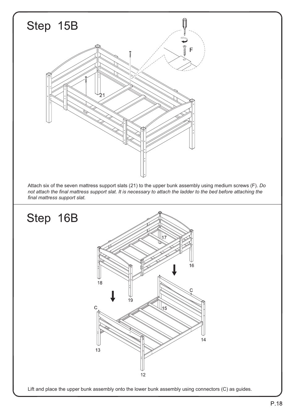 Walker Edison Furniture BWTOD Wood Twin/Full Bunk Bed User Manual | Page 18 / 28