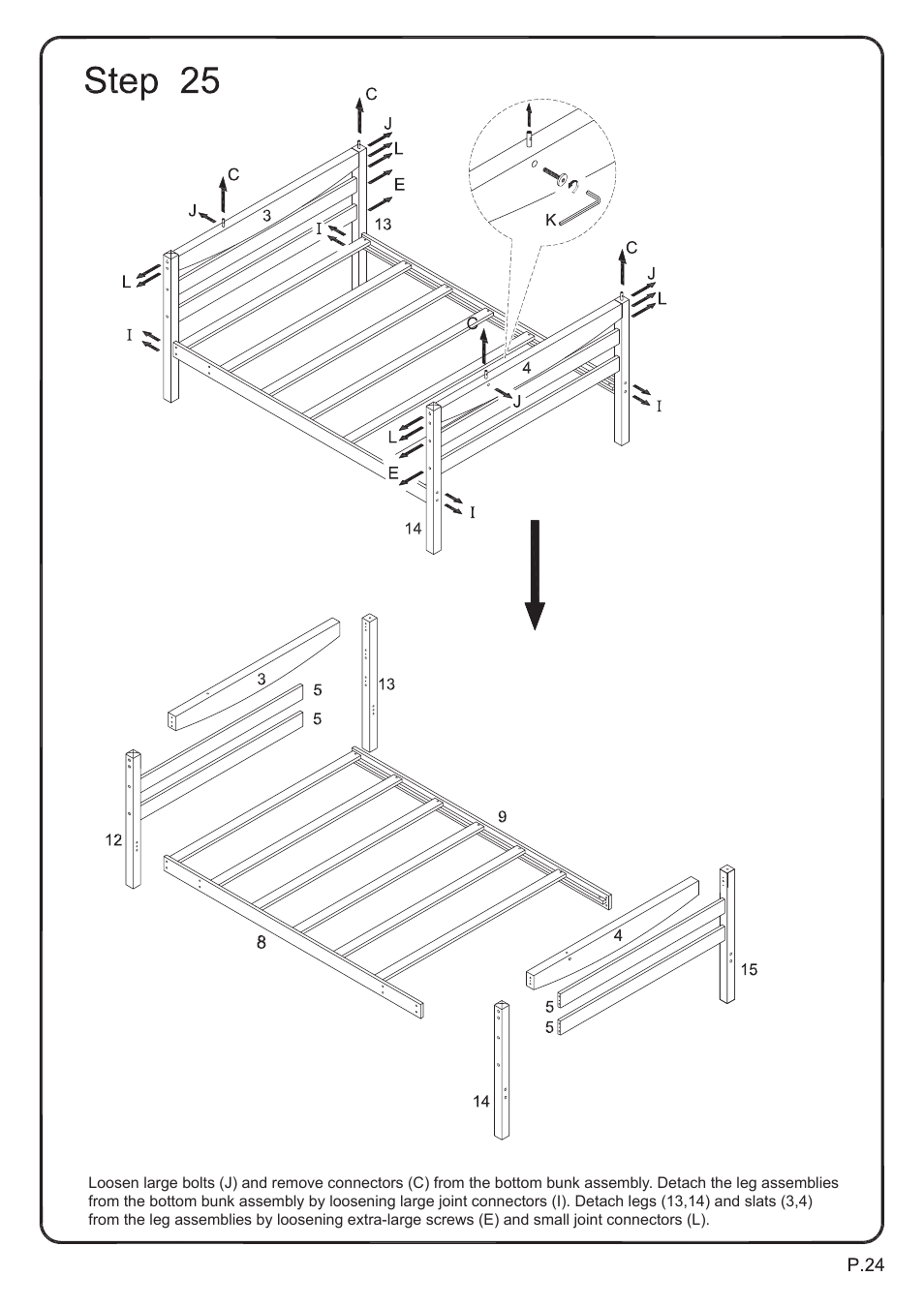 Walker Edison Furniture BWTOD Wood Twin/Full Bunk Bed User Manual | Page 24 / 28