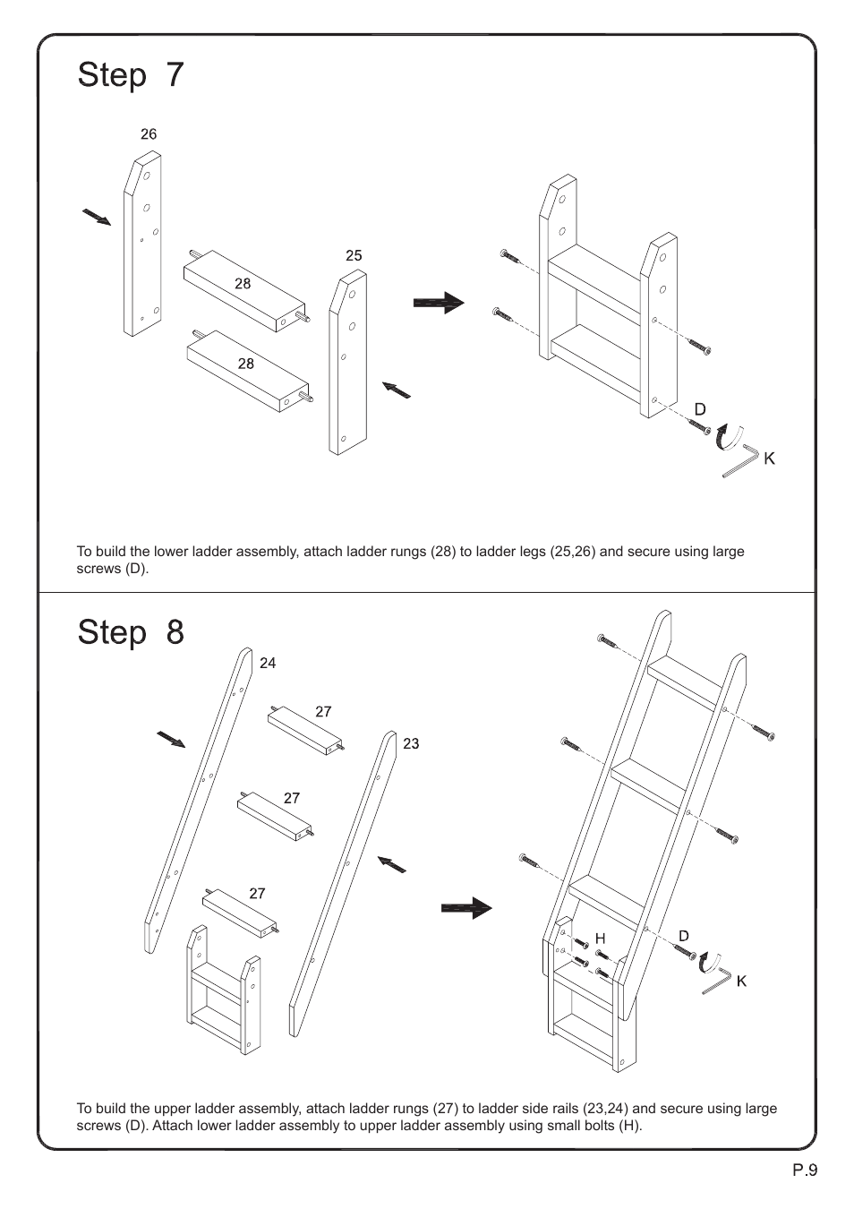 Walker Edison Furniture BWTOD Wood Twin/Full Bunk Bed User Manual | Page 9 / 28