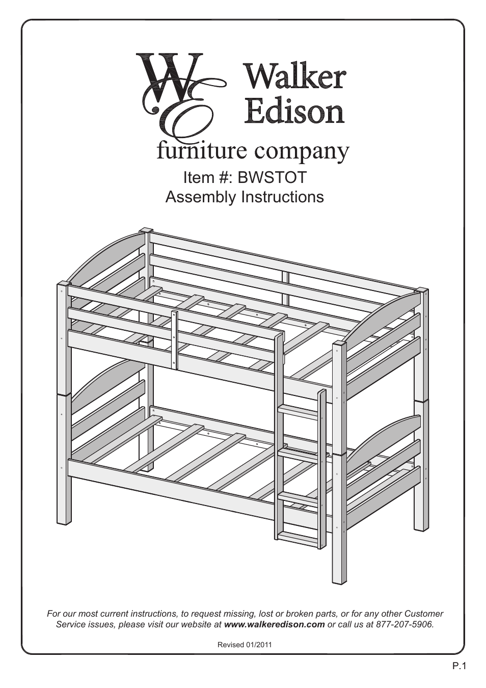 Walker Edison Furniture BWSTOT Wood Twin/Twin Bunk Bed User Manual | 18 pages