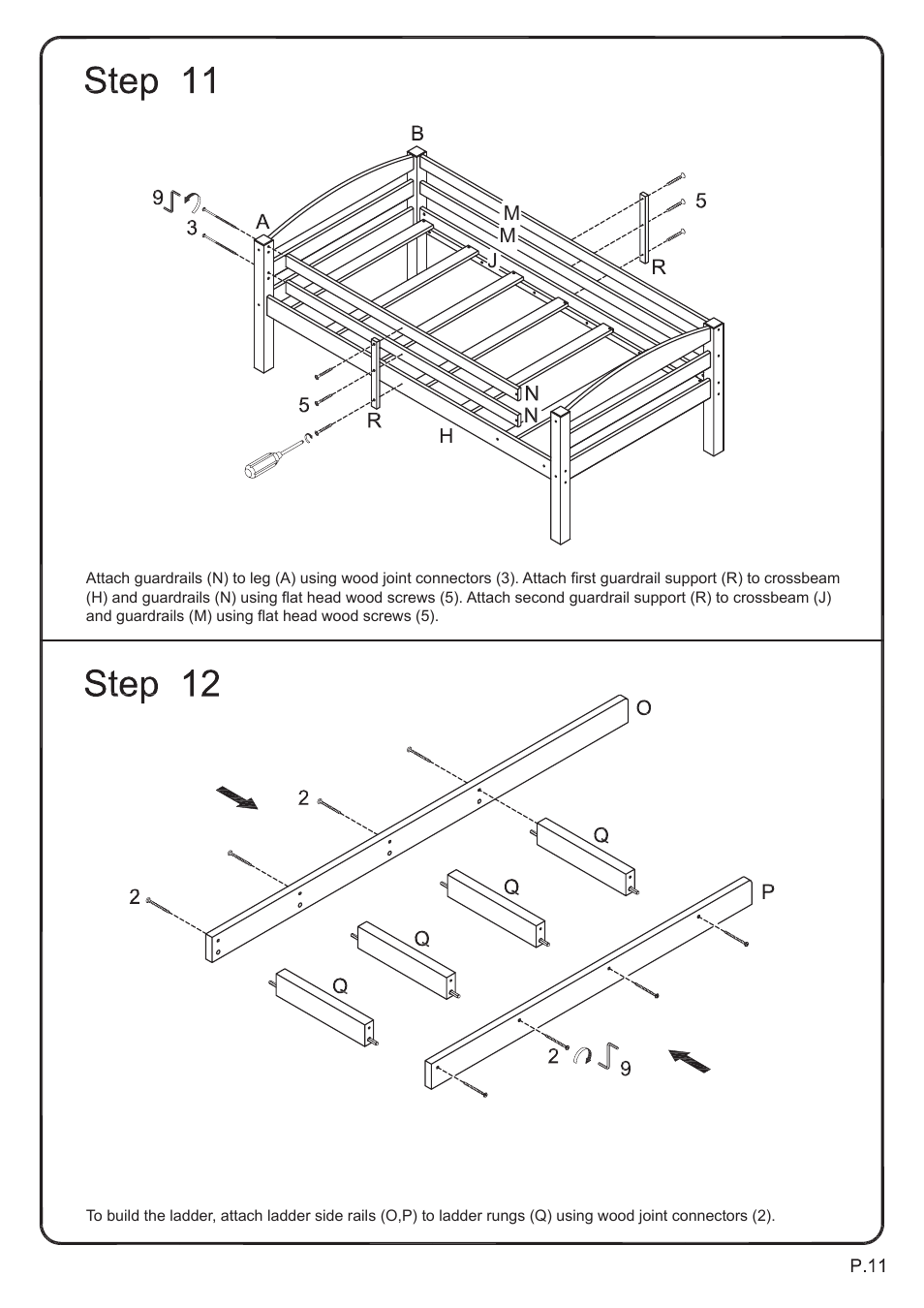 Walker Edison Furniture BWSTOT Wood Twin/Twin Bunk Bed User Manual | Page 11 / 18