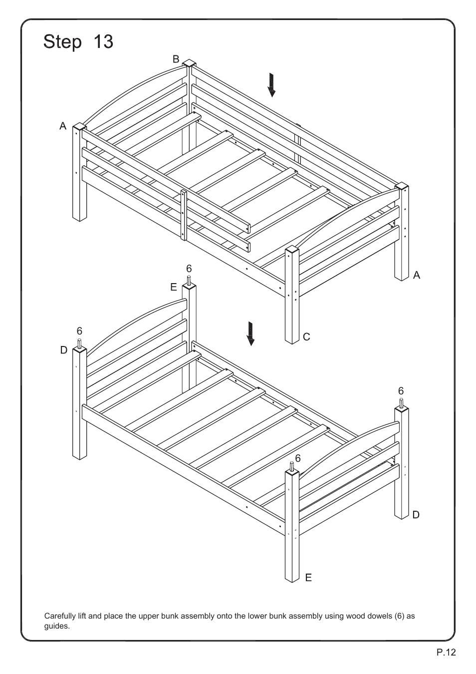 Walker Edison Furniture BWSTOT Wood Twin/Twin Bunk Bed User Manual | Page 12 / 18