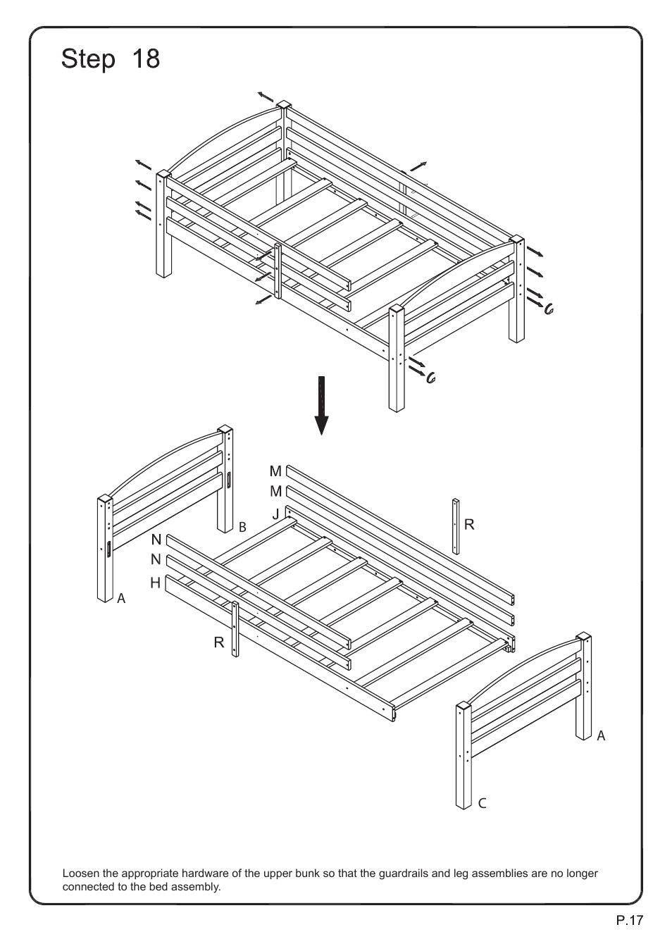 Walker Edison Furniture BWSTOT Wood Twin/Twin Bunk Bed User Manual | Page 17 / 18