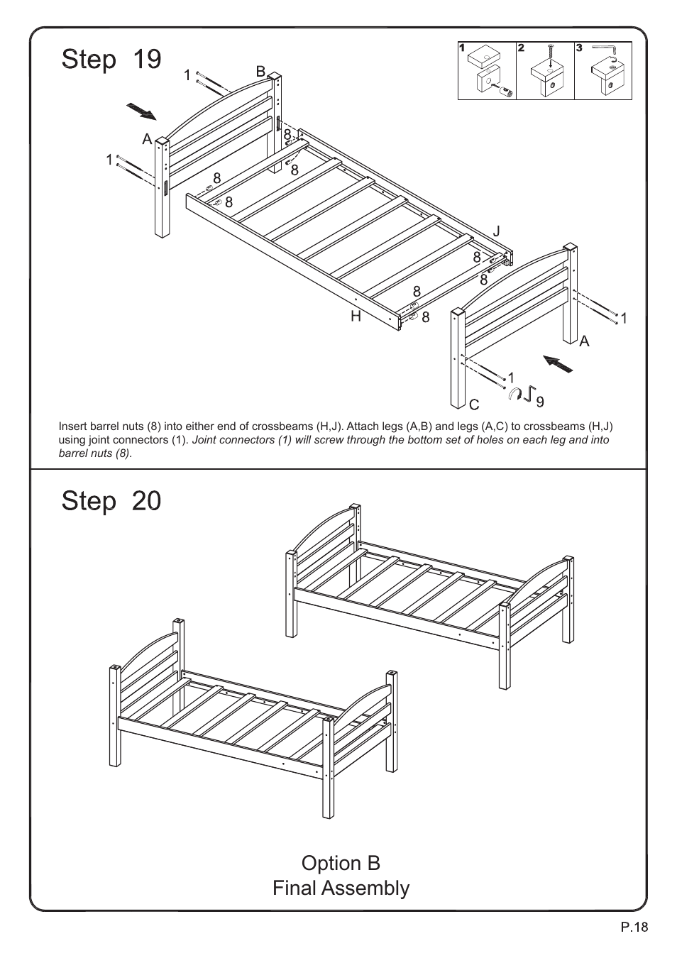 Option b final assembly | Walker Edison Furniture BWSTOT Wood Twin/Twin Bunk Bed User Manual | Page 18 / 18