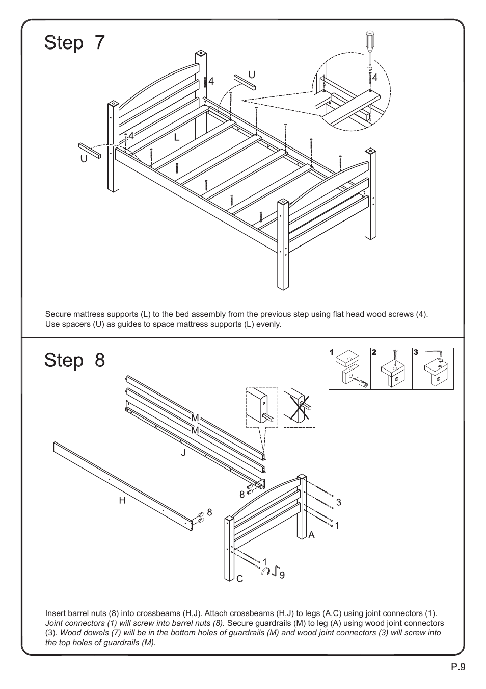 Walker Edison Furniture BWSTOT Wood Twin/Twin Bunk Bed User Manual | Page 9 / 18