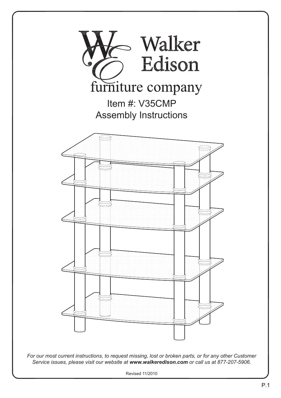 Walker Edison Furniture V35CMP Multi-Level Component Stand User Manual | 13 pages