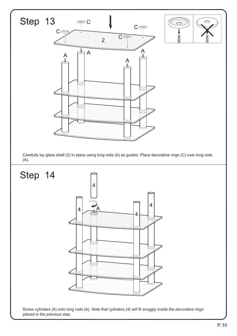 Walker Edison Furniture V35CMP Multi-Level Component Stand User Manual | Page 10 / 13
