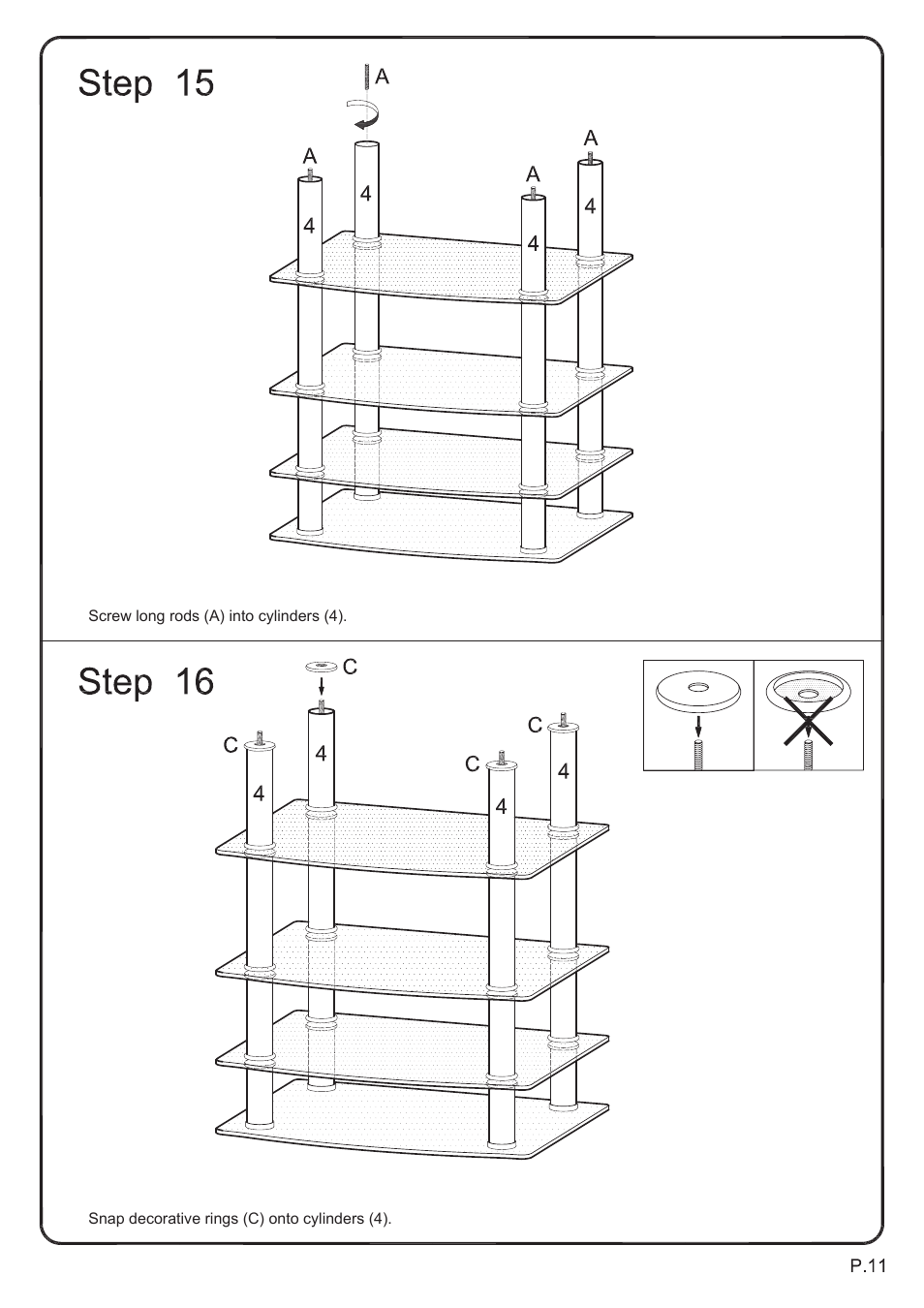 Walker Edison Furniture V35CMP Multi-Level Component Stand User Manual | Page 11 / 13