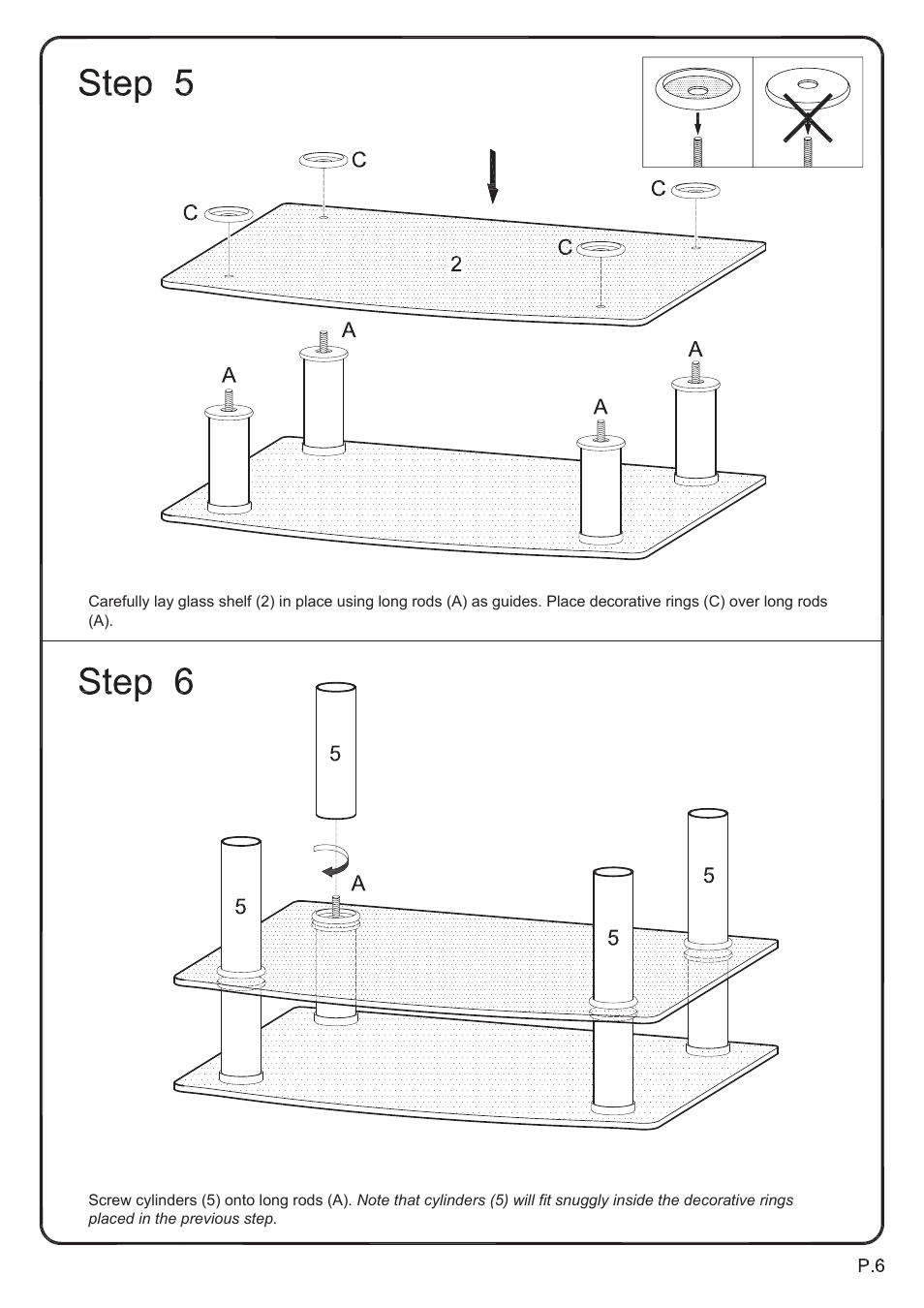 Walker Edison Furniture V35CMP Multi-Level Component Stand User Manual | Page 6 / 13