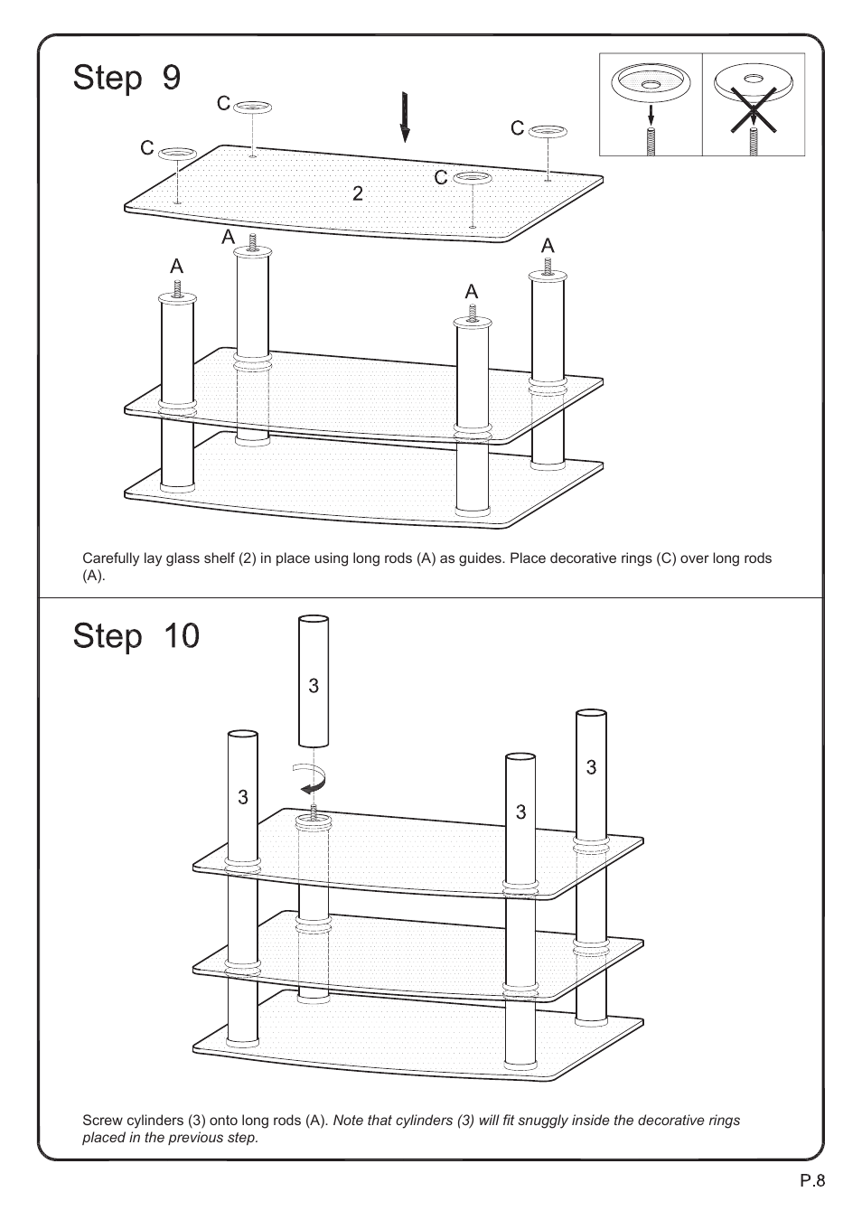 Walker Edison Furniture V35CMP Multi-Level Component Stand User Manual | Page 8 / 13