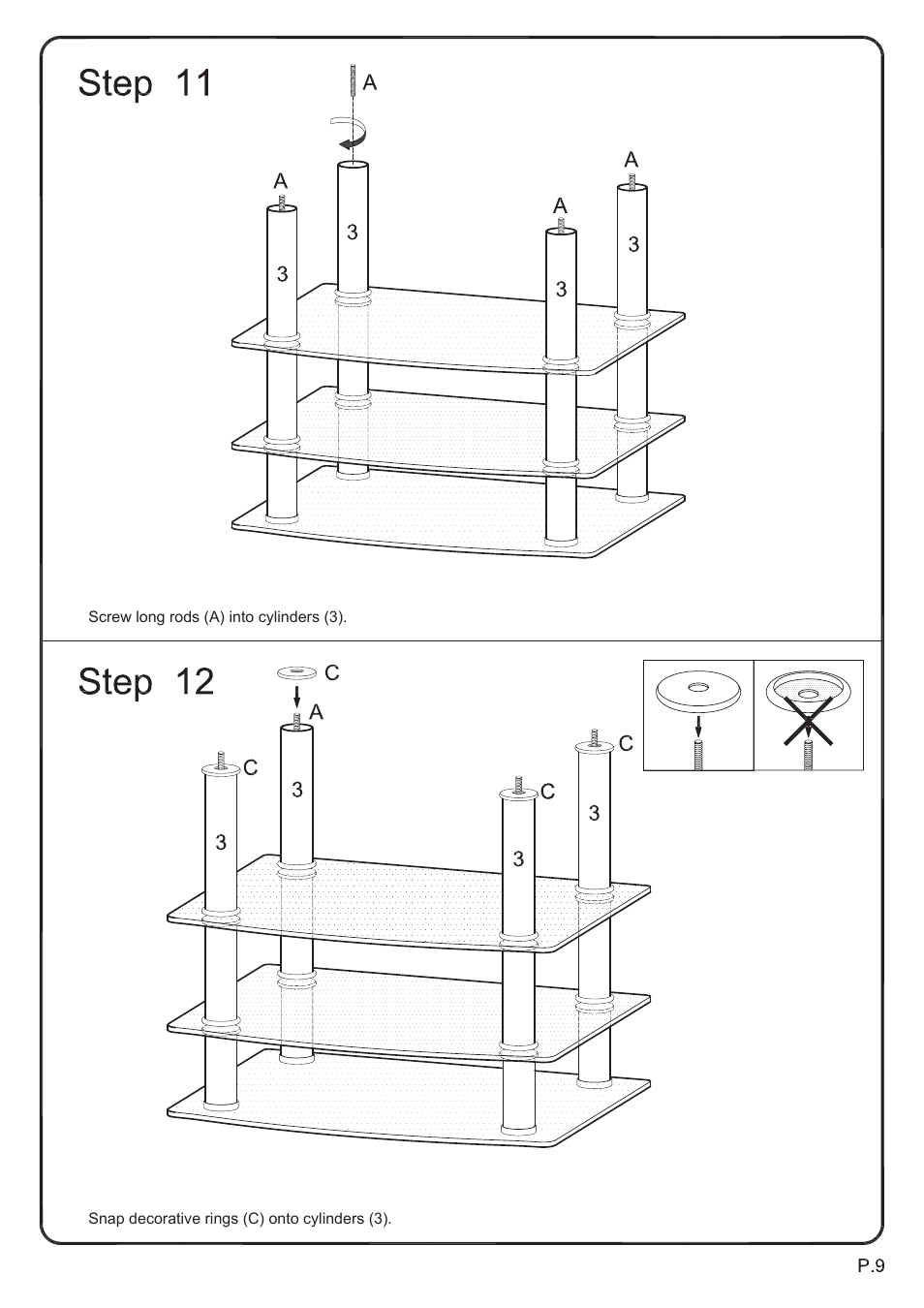 Walker Edison Furniture V35CMP Multi-Level Component Stand User Manual | Page 9 / 13