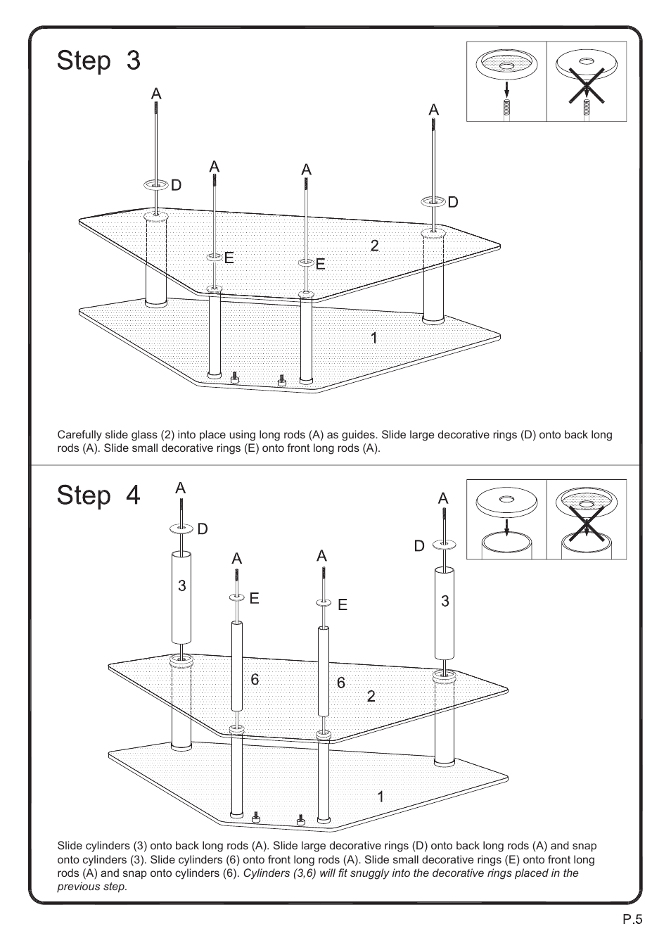 Walker Edison Furniture V44Y76 44 Bermuda Corner Glass TV Stand User Manual | Page 5 / 8