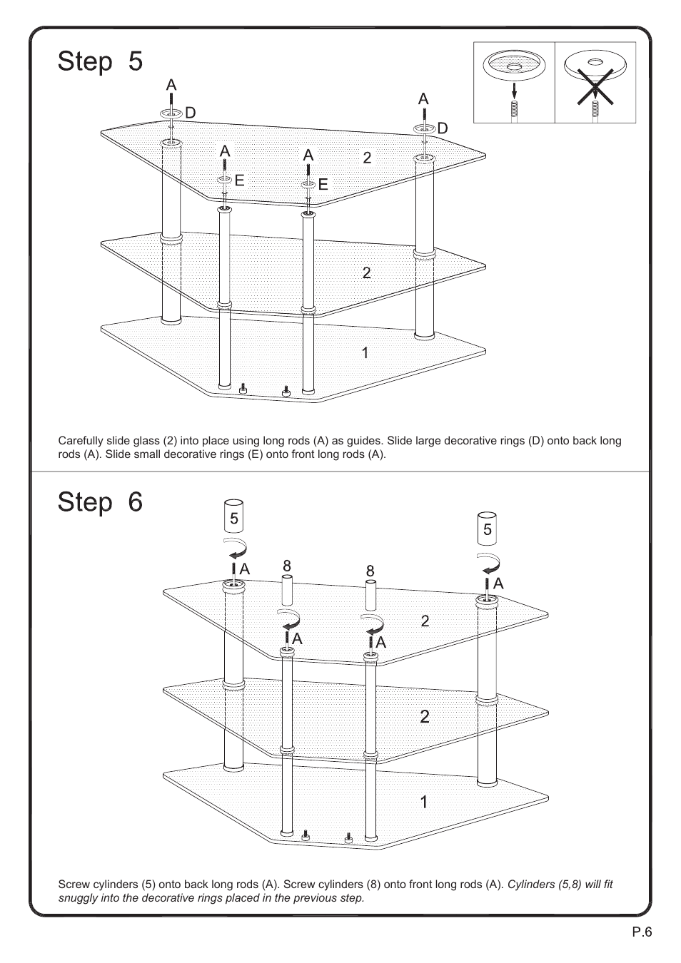 Walker Edison Furniture V44Y76 44 Bermuda Corner Glass TV Stand User Manual | Page 6 / 8