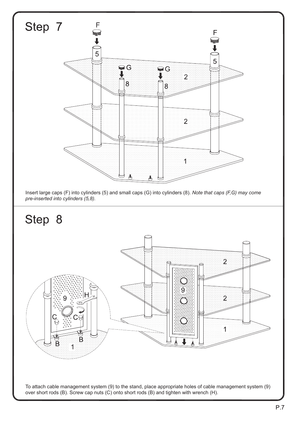 Walker Edison Furniture V44Y76 44 Bermuda Corner Glass TV Stand User Manual | Page 7 / 8