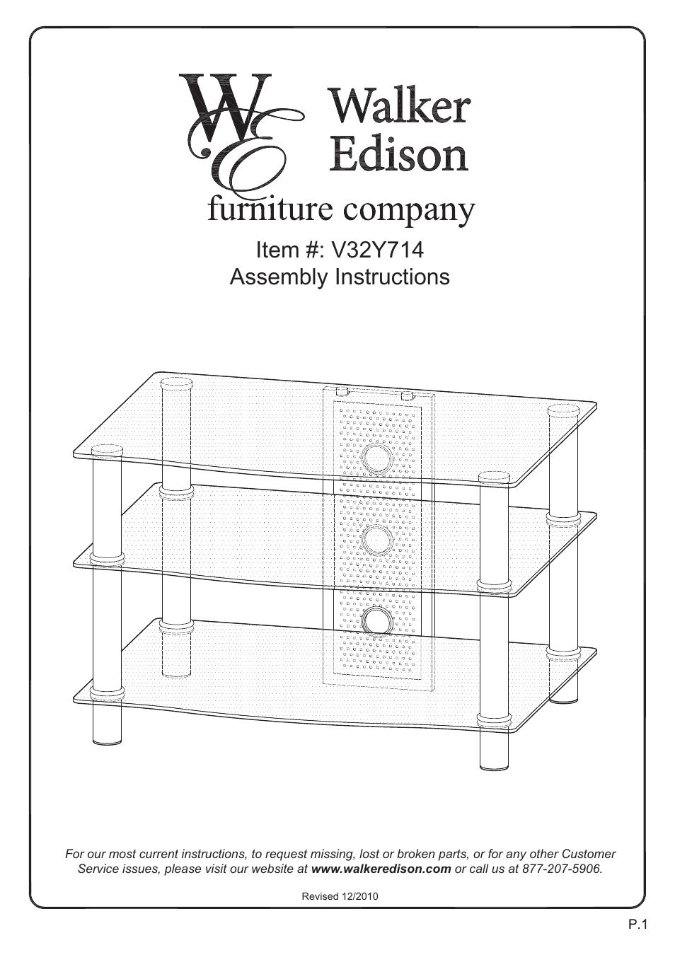 Walker Edison Furniture V32Y714 32 TV Stand User Manual | 8 pages