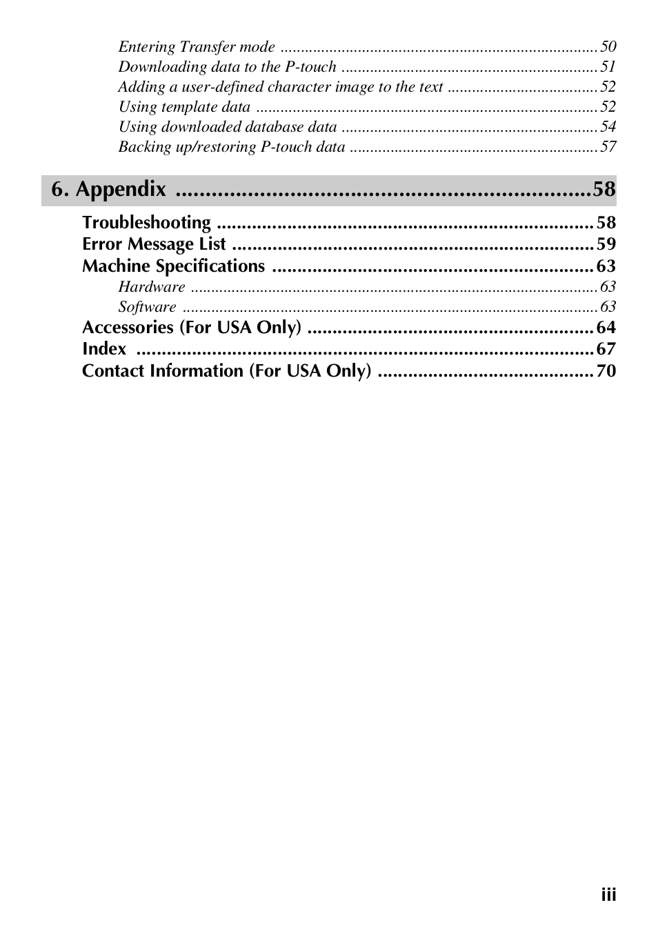 Appendix | Brother HL 1650 User Manual | Page 5 / 163