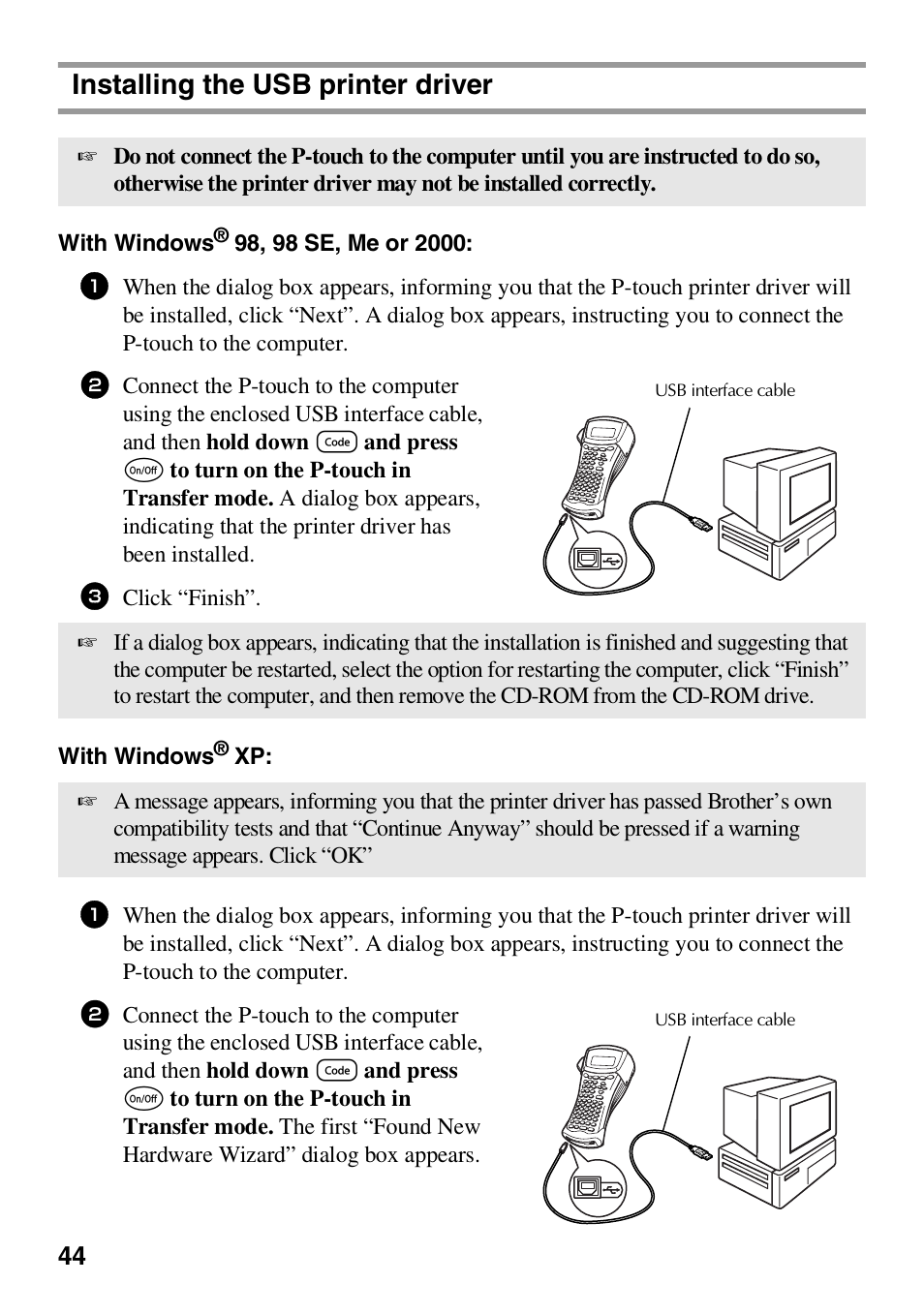 Installing the usb printer driver | Brother HL 1650 User Manual | Page 52 / 163