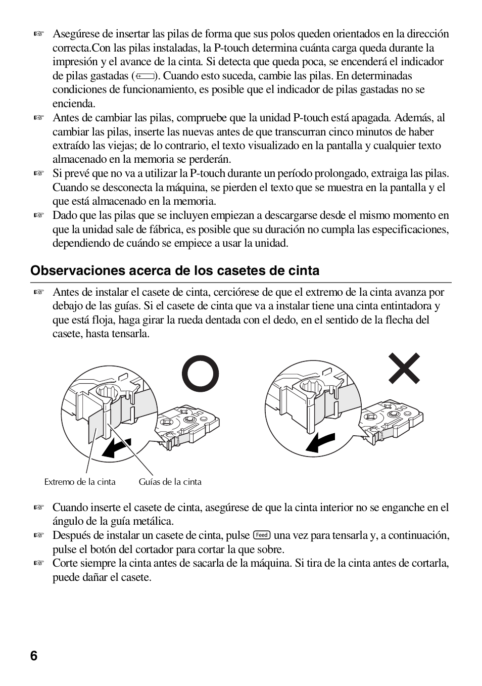 Observaciones acerca de los casetes de cinta | Brother HL 1650 User Manual | Page 94 / 163