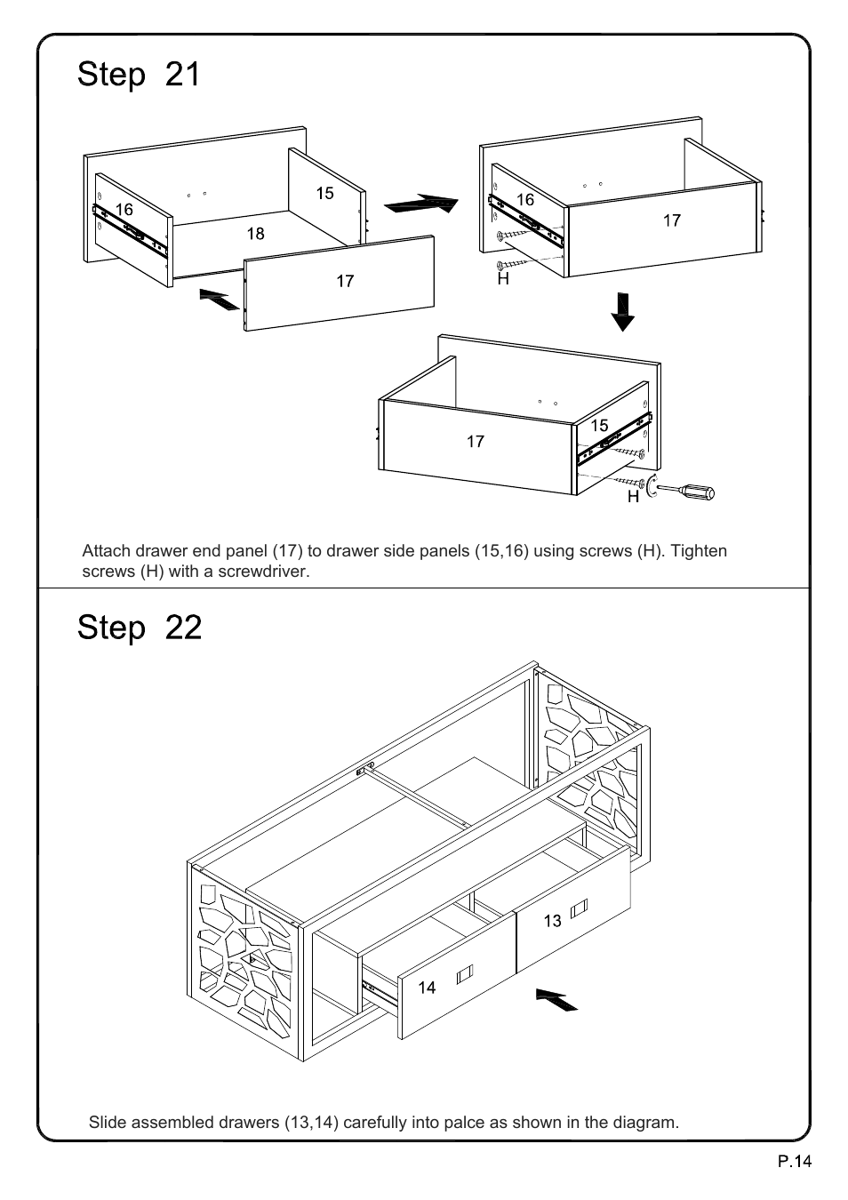 Walker Edison Furniture V60MSC 60 Modern Mosiac TV Stand User Manual | Page 14 / 16