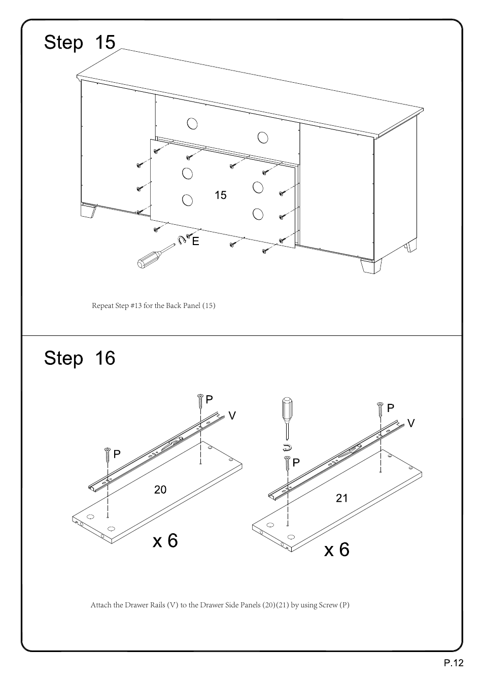 Walker Edison Furniture W70C6DW 70 Paradigm TV Console User Manual | Page 12 / 17