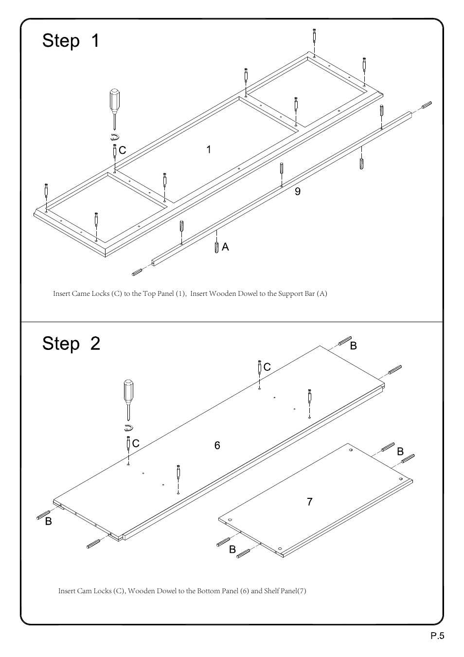 Walker Edison Furniture W70C6DW 70 Paradigm TV Console User Manual | Page 5 / 17