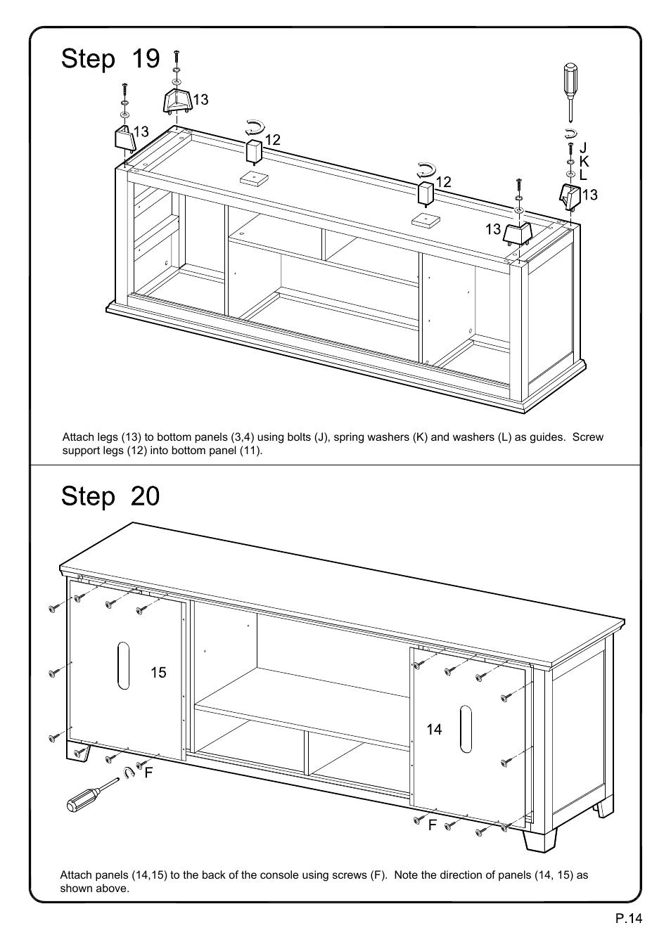 Walker Edison Furniture W70C25SDES 70 Wood TV Console w/ Sliding Doors User Manual | Page 14 / 18