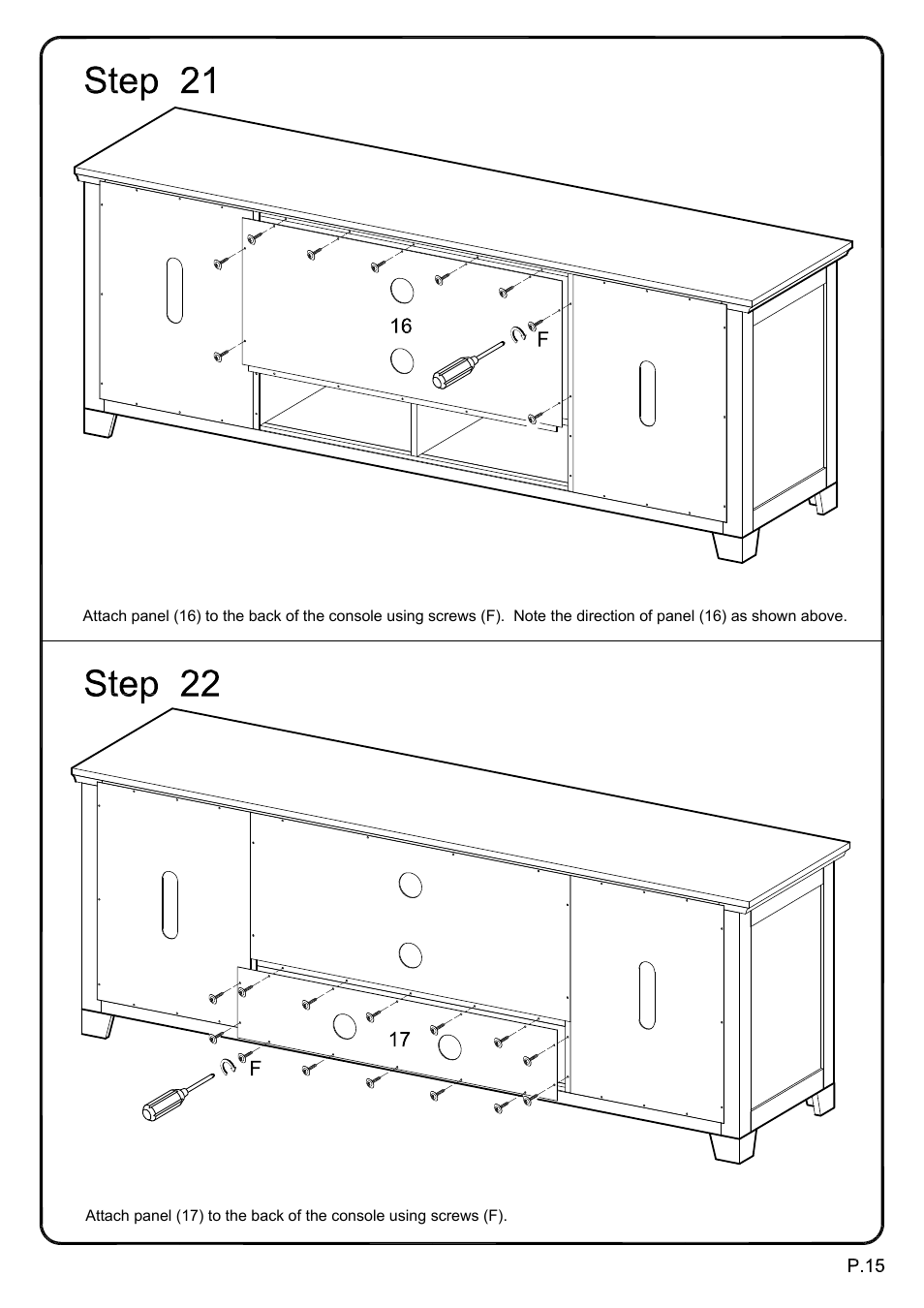 Walker Edison Furniture W70C25SDES 70 Wood TV Console w/ Sliding Doors User Manual | Page 15 / 18