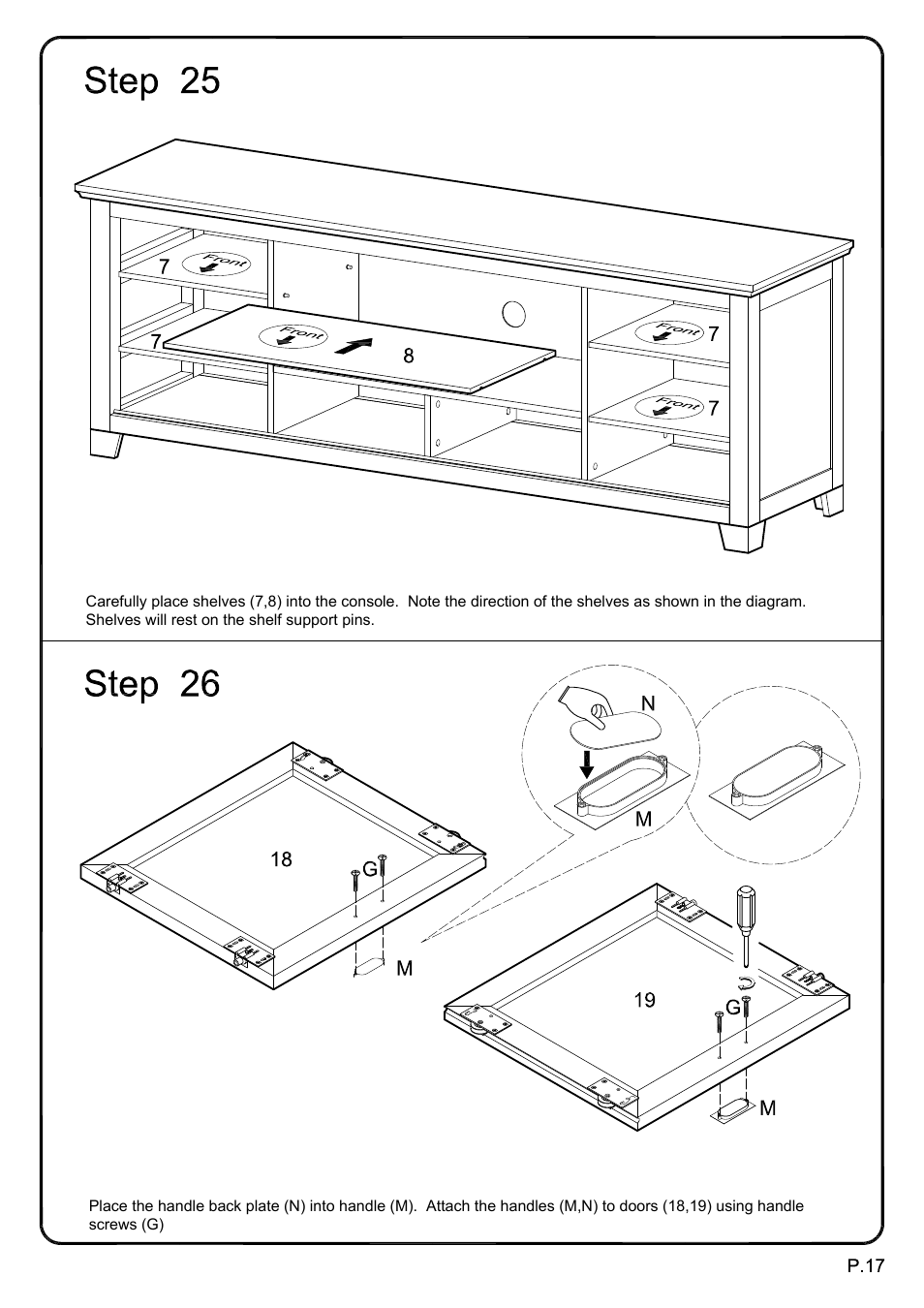 Walker Edison Furniture W70C25SDES 70 Wood TV Console w/ Sliding Doors User Manual | Page 17 / 18