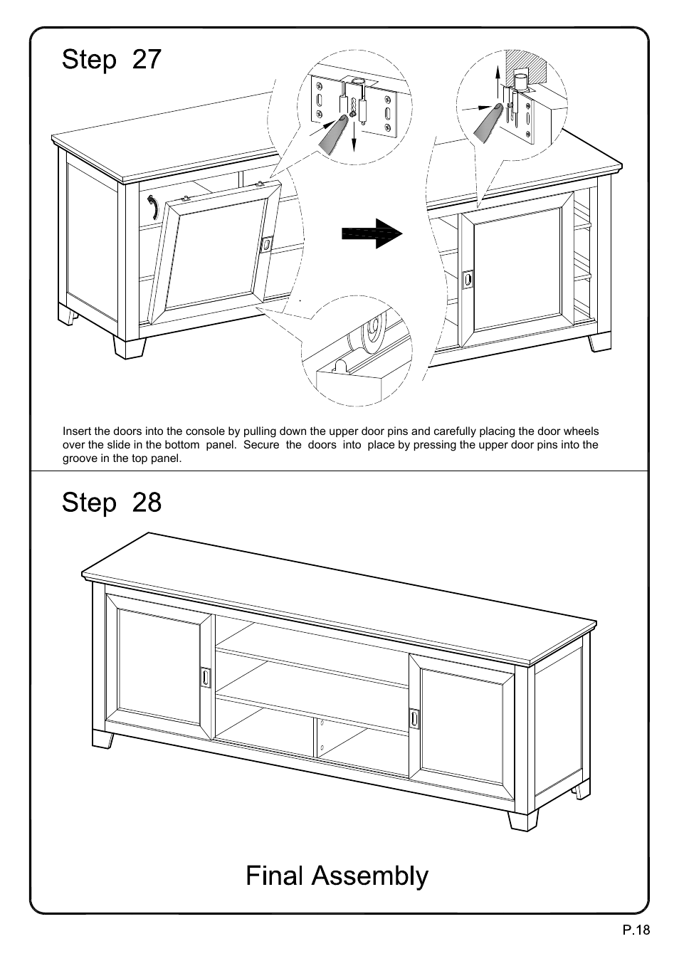 Walker Edison Furniture W70C25SDES 70 Wood TV Console w/ Sliding Doors User Manual | Page 18 / 18